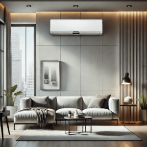 Aircond service - Wall-mounted air conditioner unit in a modern-designed living room